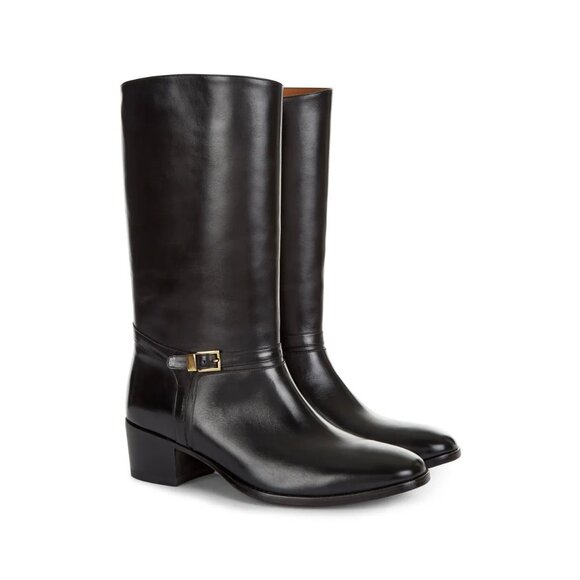 RARE Bally x André Saraiva Black Leather Calf High Heel Boots, Size 39.5/9 - Picture 1 of 13